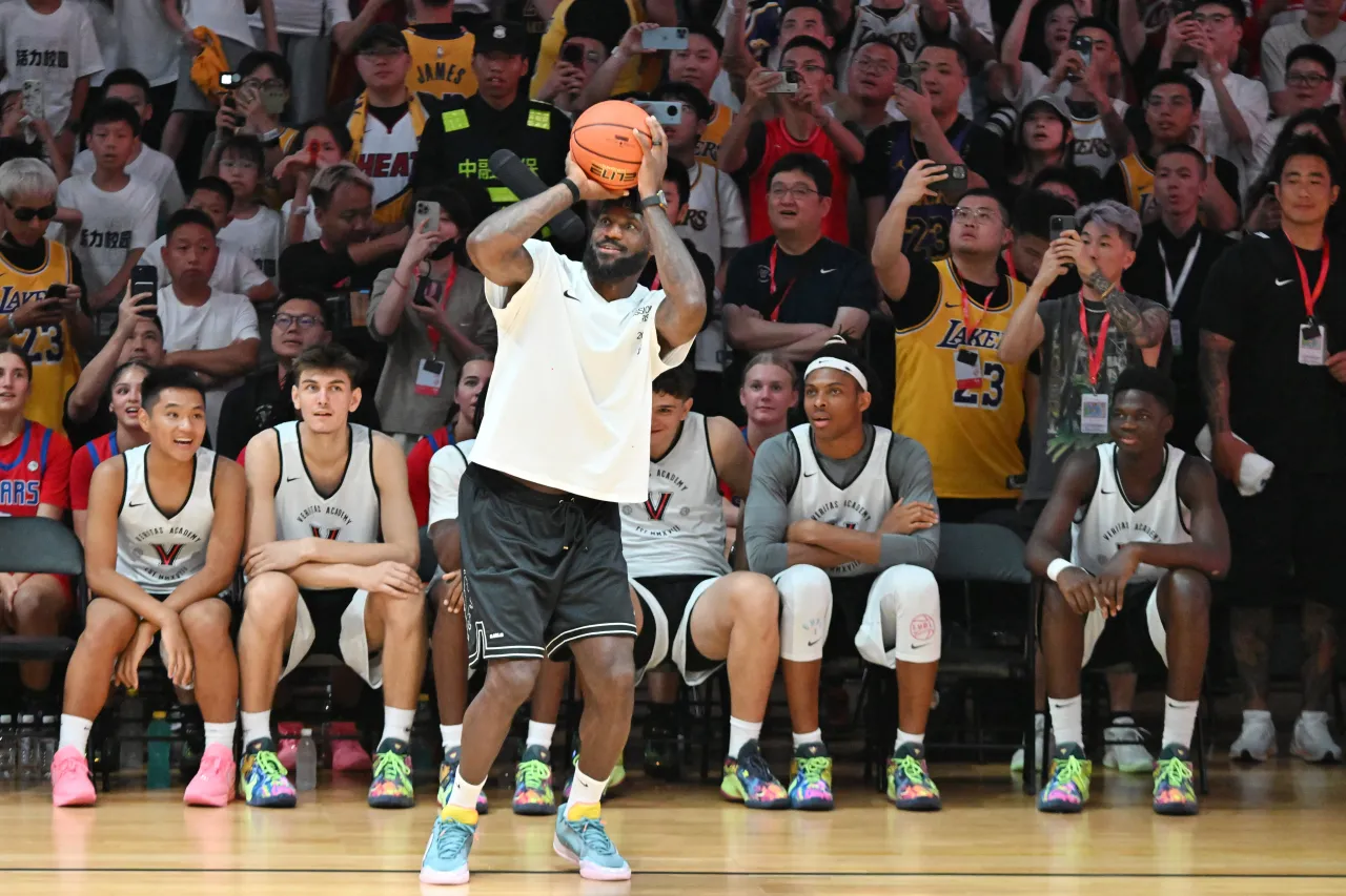NBA star LeBron James during his 2025 China Tour on in Chengdu, Sichuan Province of China. (Photo by Zhang Lang/China News Service/VCG via Getty Images)