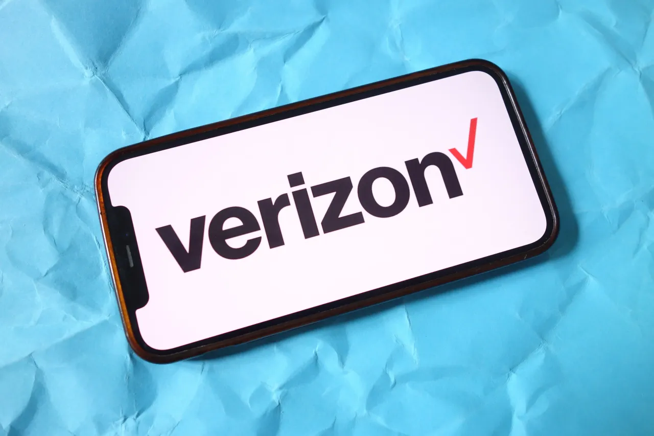 The Verizon company logo is seen displayed on a smartphone screen. (Photo Illustration by Piotr Swat/SOPA Images/LightRocket via Getty Images)