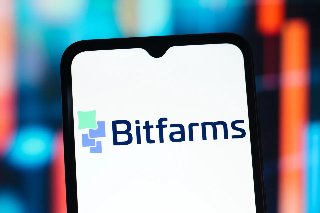  In this photo illustration, the Bitfarms logo is seen displayed on a smartphone screen. (Photo Illustration by Thomas Fuller/SOPA Images/LightRocket via Getty Images)
