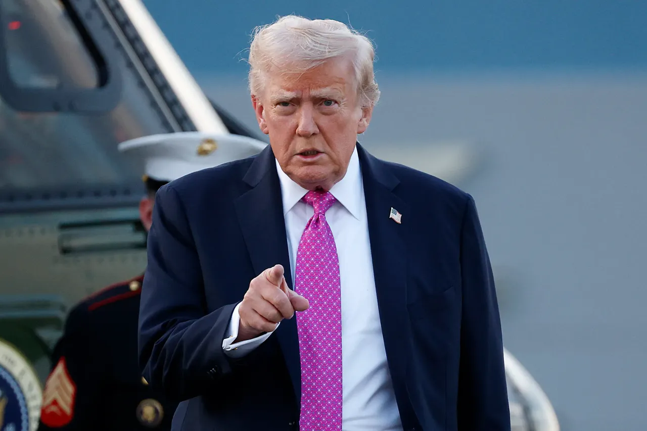 U.S. President Donald Trump pictured as he walks to Air Force One at Morristown Airport on September 14, 2025. (Photo by Kevin Dietsch/Getty Images)