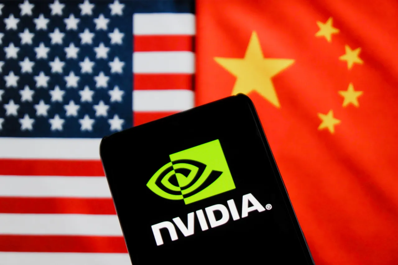 The Nvidia logo is displayed on a smartphone with national flag of USA and China in the background. (Photo Illustration by Algi Febri Sugita/SOPA Images/LightRocket via Getty Images)