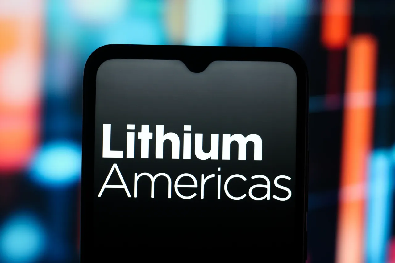 In this photo illustration, the Lithium Americas Corp. logo is seen displayed on a smartphone screen. (Photo Illustration by Thomas Fuller/SOPA Images/LightRocket via Getty Images)