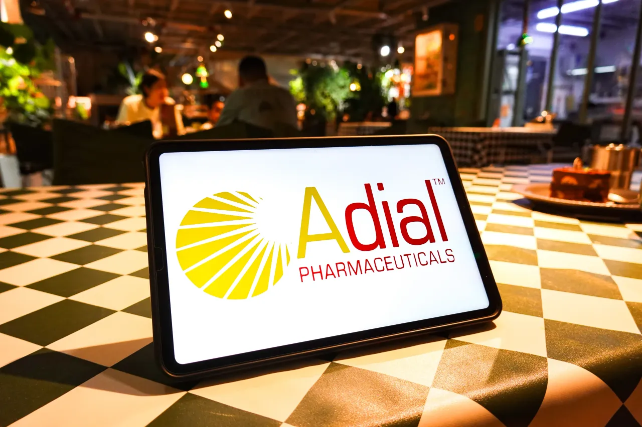 In this photo illustration, the Adial Pharmaceuticals logo is displayed on the screen of the tablet. (Photo Illustration by Sheldon Cooper/SOPA Images/LightRocket via Getty Images)