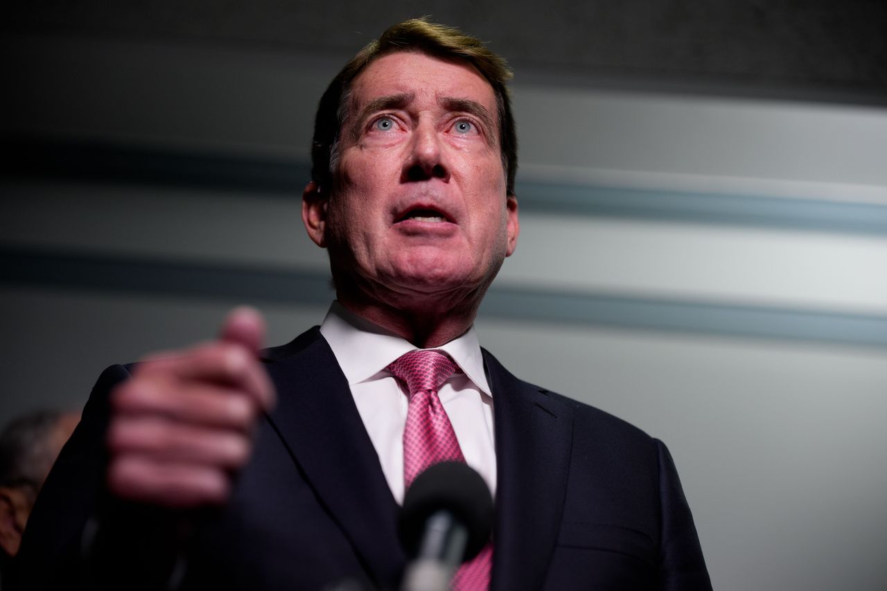 Sen. Bill Hagerty (R-TN) speaks to reporters on Capitol Hill on October 6, 2025 in Washington, DC. Senate Judiciary Committee Chairman Sen. Chuck Grassley (R-IA) has released a document he says came from a whistleblower, alleging that the FBI subpoenaed the phone records of eight Republican senators during an investigation.(Photo by Andrew Harnik/Getty Images)