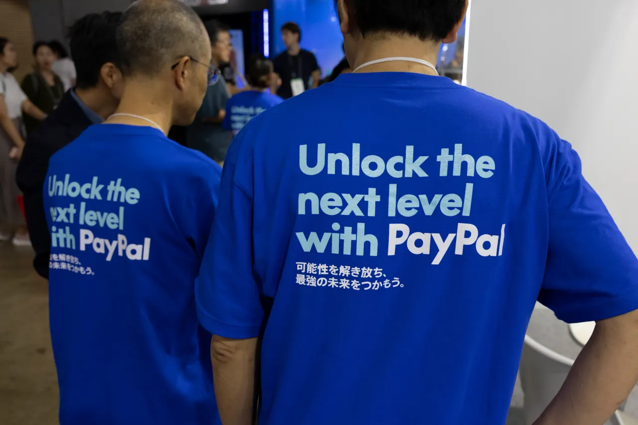  PayPal branding seen at their exhibition area at the Tokyo Game Show 2025.