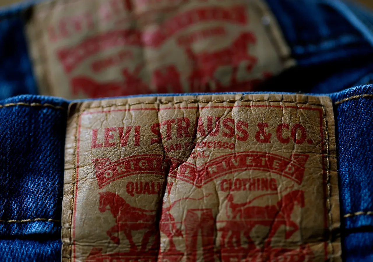 In this photo illustration, a tag is seen on a pair of Levi's jeans. The company's wide-leg denim bottoms were popular in Europe and the Americas last quarter. (Photo Illustration by Justin Sullivan/Getty Images)