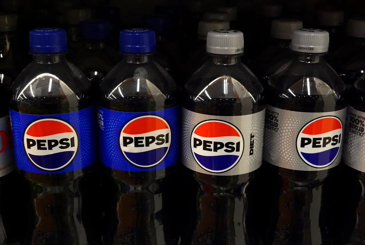 Bottles of Pepsi are displayed on a store shelf on October 09, 2025 in San Anselmo, California.
