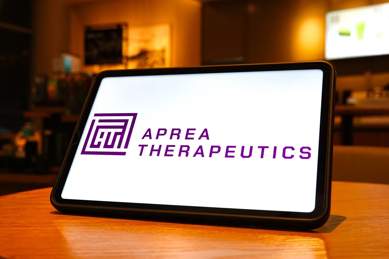 In this photo illustration, the Aprea Therapeutics logo is seen displayed on the screen of a tablet. (Photo Illustration by Sheldon Cooper/SOPA Images/LightRocket via Getty Images)