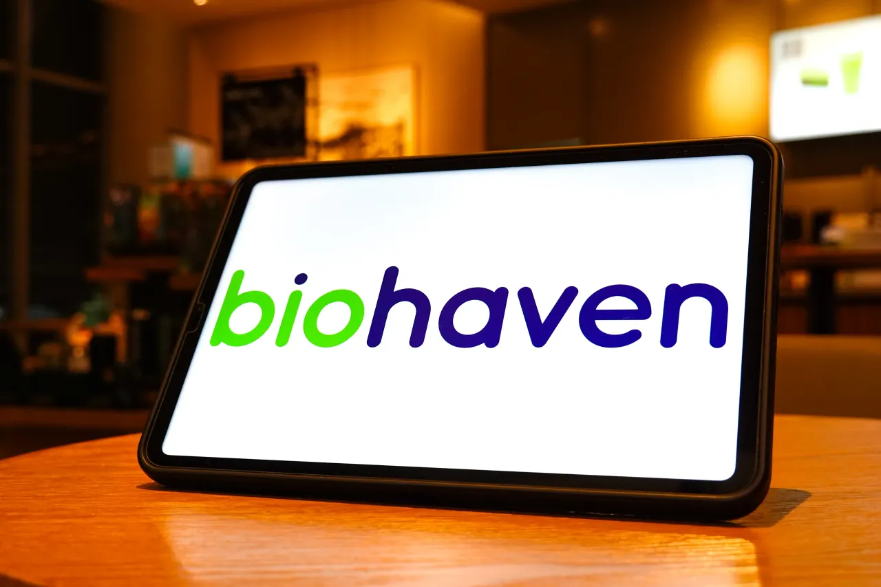 In this photo illustration, the Biohaven logo is displayed on the screen of a tablet. (Photo Illustration by Sheldon Cooper/SOPA Images/LightRocket via Getty Images)