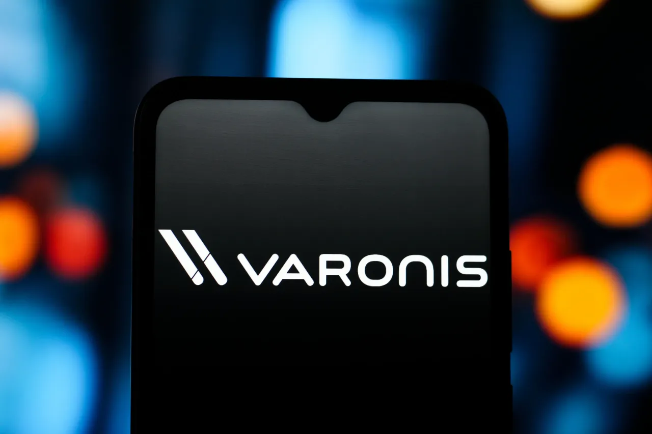 In this photo illustration, the Varonis Systems logo is seen displayed on a smartphone screen. (Photo Illustration by Thomas Fuller/SOPA Images/LightRocket via Getty Images)