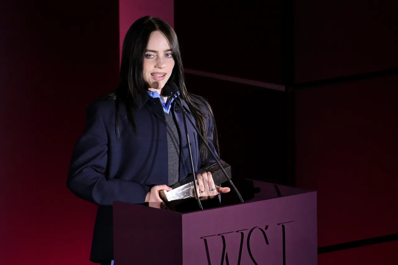 Billie Eilish appears onstage during the WSJ. Magazine 2025 Innovator Awards at MoMA on October 29, 2025. (Photo by Noam Galai/Getty Images for WSJ. Magazine Innovators Awards)