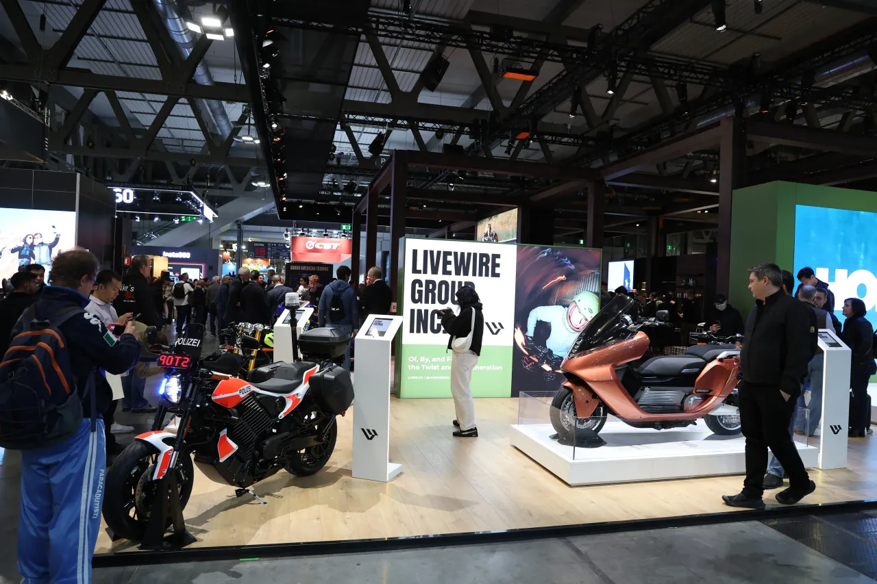 A view of the LiveWire EV stand during EICMA 2025 on November 05, 2025 in Rho, Italy. (Photo by Pietro D'Aprano/Getty Images)