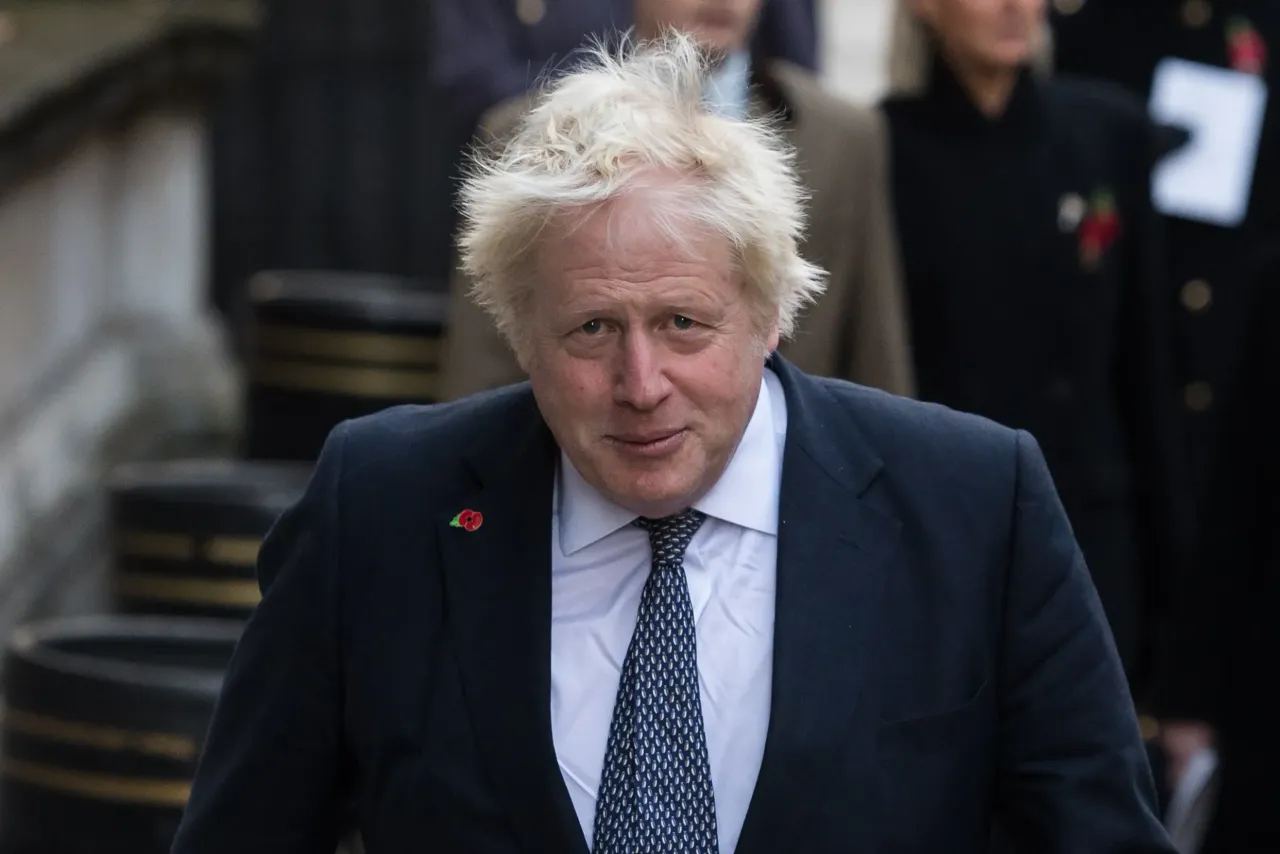Former Prime Minister Boris Johnson walks through Downing Street to attend the annual National Service of Remembrance. (Photo credit should read Wiktor Szymanowicz/Future Publishing via Getty Images)