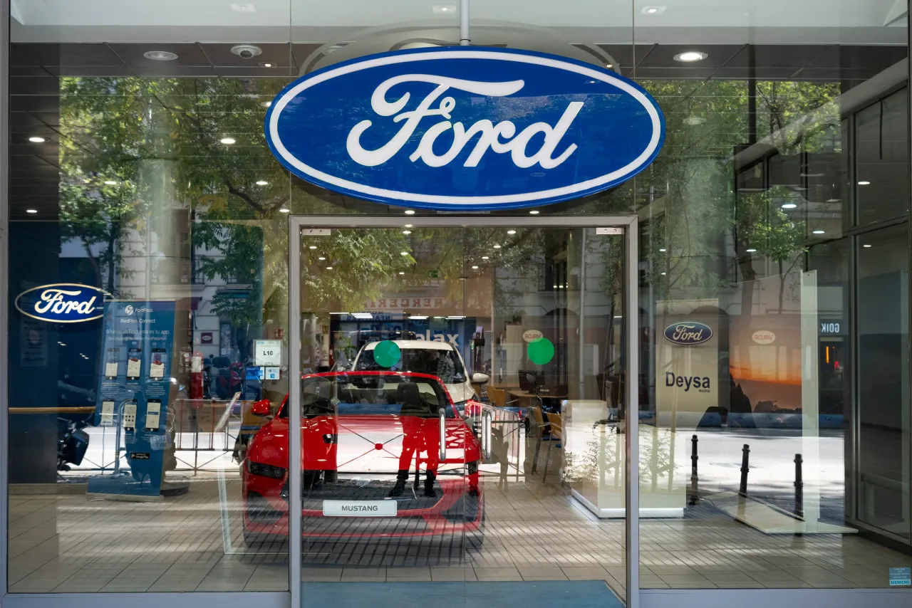 A street-level view of the American automaker brand and official Ford car dealership in Madrid, Spain. (Photo by Xavi Lopez/SOPA Images/LightRocket via Getty Images)