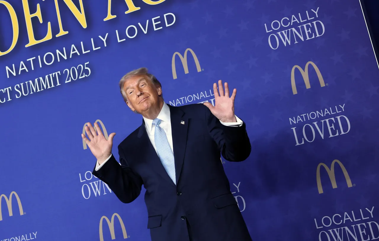 U.S. President Donald Trump arrives to deliver remarks at the McDonald’s Impact Summit at the Westin DC Downtown on November 17, 2025 in Washington, DC. (Photo by Win McNamee/Getty Images)
