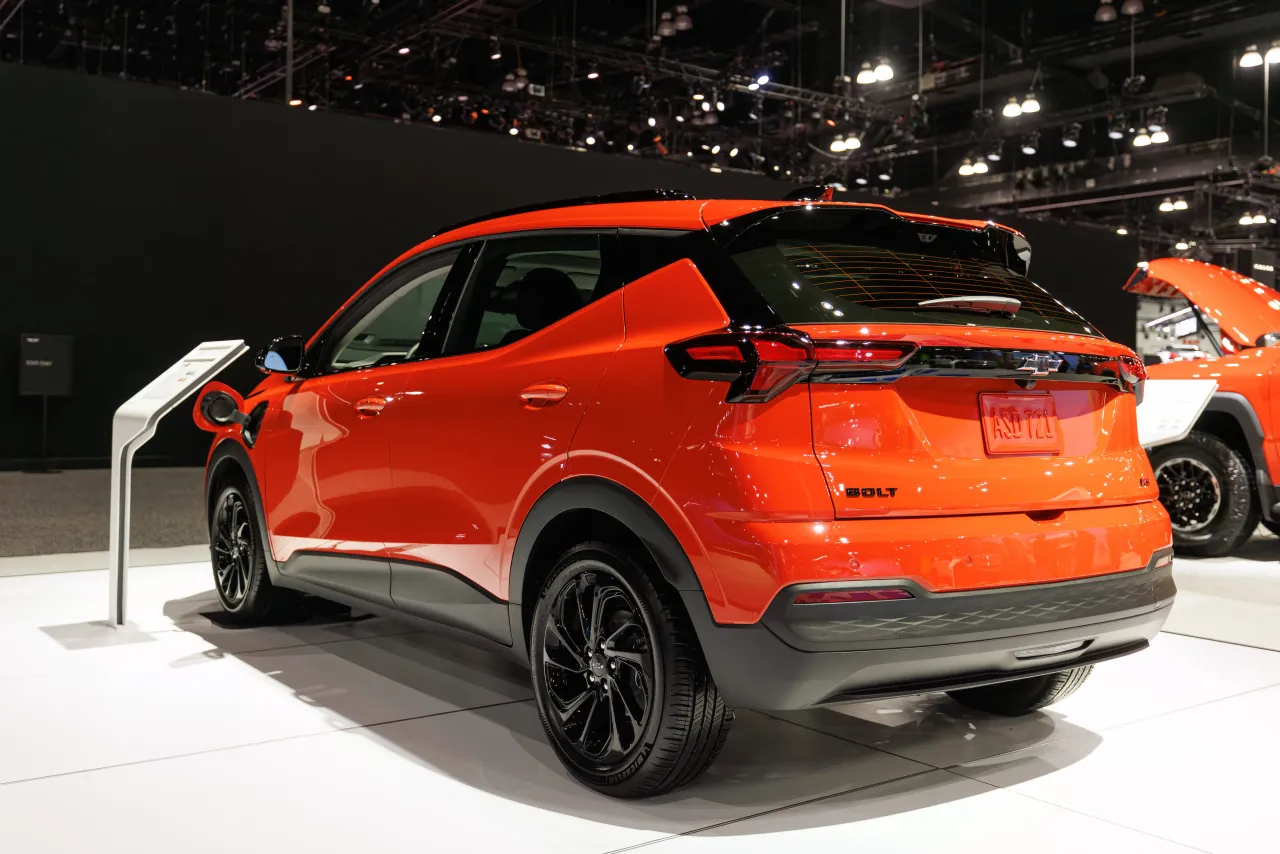  The new 2027 Chevy Bolt is on display during the 2025 Los Angeles Auto Show at the Los Angeles Convention Center on November 21, 2025 in Los Angeles, California. (Photo by Josh Lefkowitz/Getty Images)
