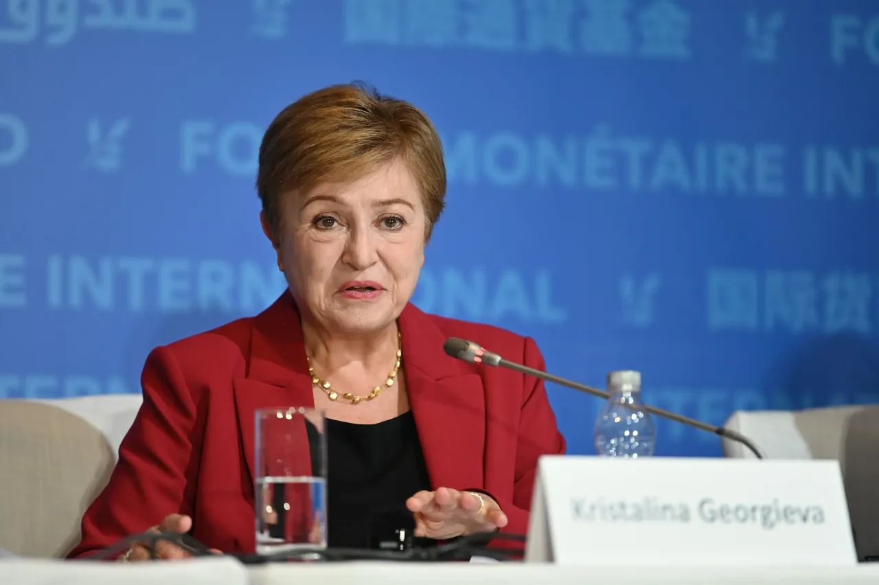 Kristalina Georgieva, Managing Director of the International Monetary Fund (IMF), speaks at a press conference