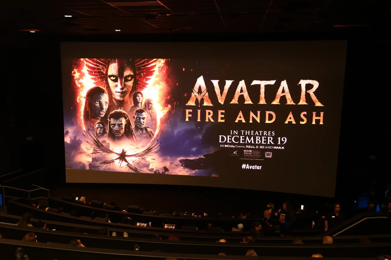 View of the screen at the Miami Special Screening of 20th Century Studios "Avatar: Fire and Ash" at Sunset 24 in South Miami, Florida on December 12, 2025. (Photo by John Parra/Getty Images for 20th Century Studios)