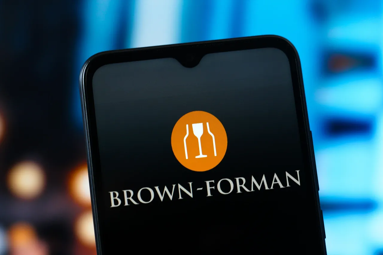 In this photo illustration, the Brown-Forman Corporation logo is seen displayed on a smartphone screen. (Photo Illustration by Thomas Fuller/SOPA Images/LightRocket via Getty Images)