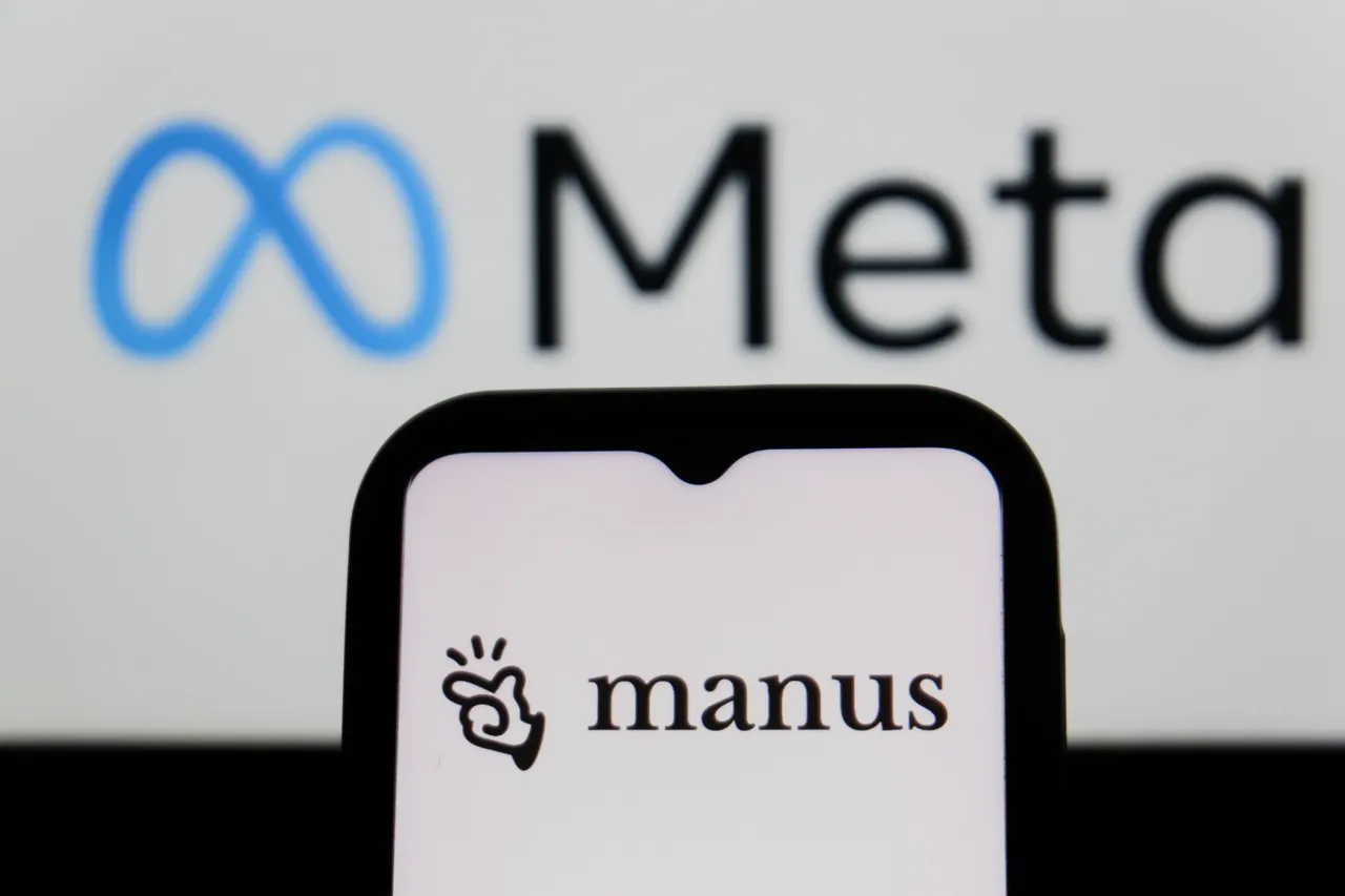 In this photo illustration, the Manus AI logo is seen displayed on a smartphone screen and the Meta logo in the background. (Photo Illustration by Algi Febri Sugita/SOPA Images/LightRocket via Getty Images)