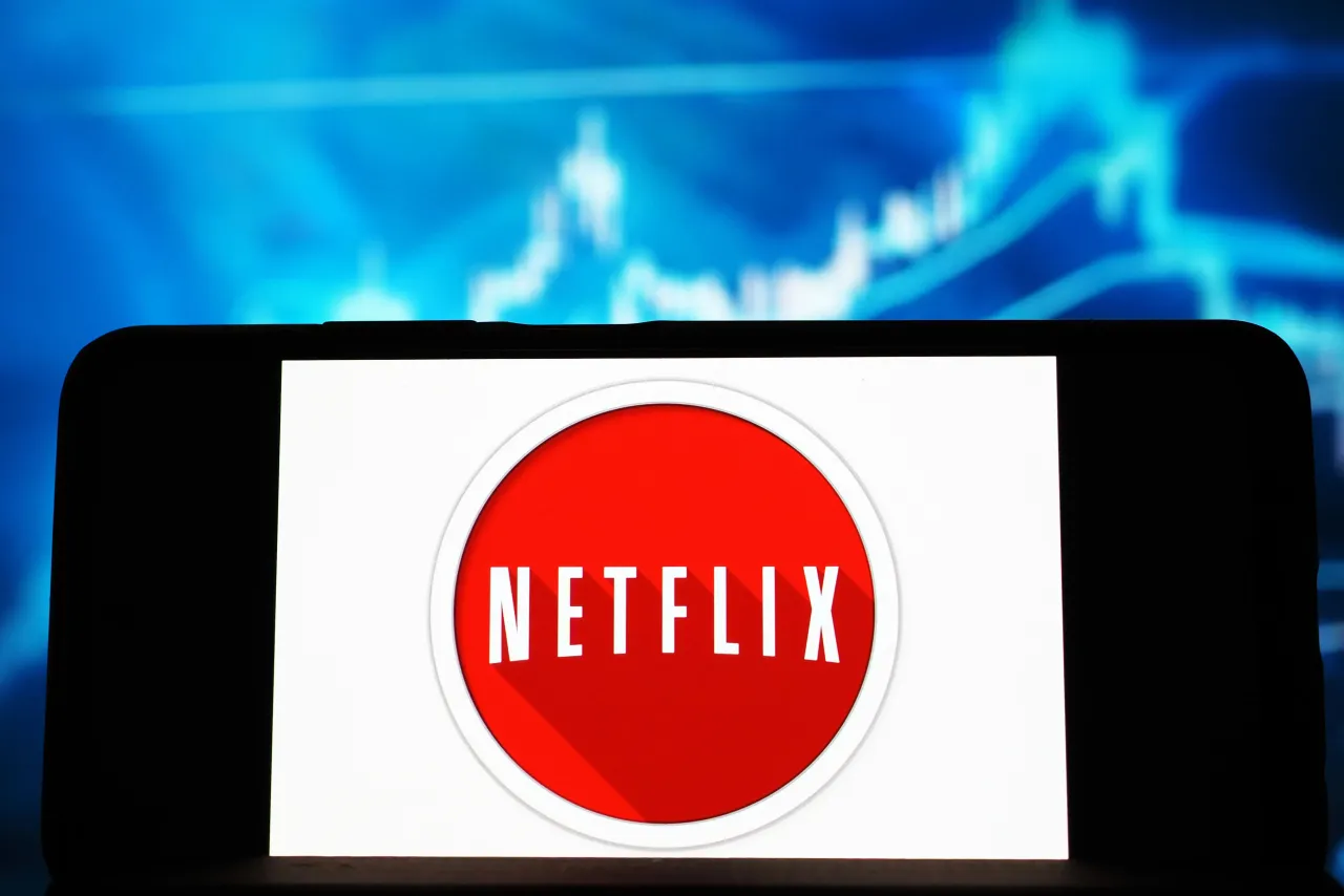 The Netflix, Inc. logo seen displayed on a smartphone. (Photo Illustration by Igor Golovniov/SOPA Images/LightRocket via Getty Images)