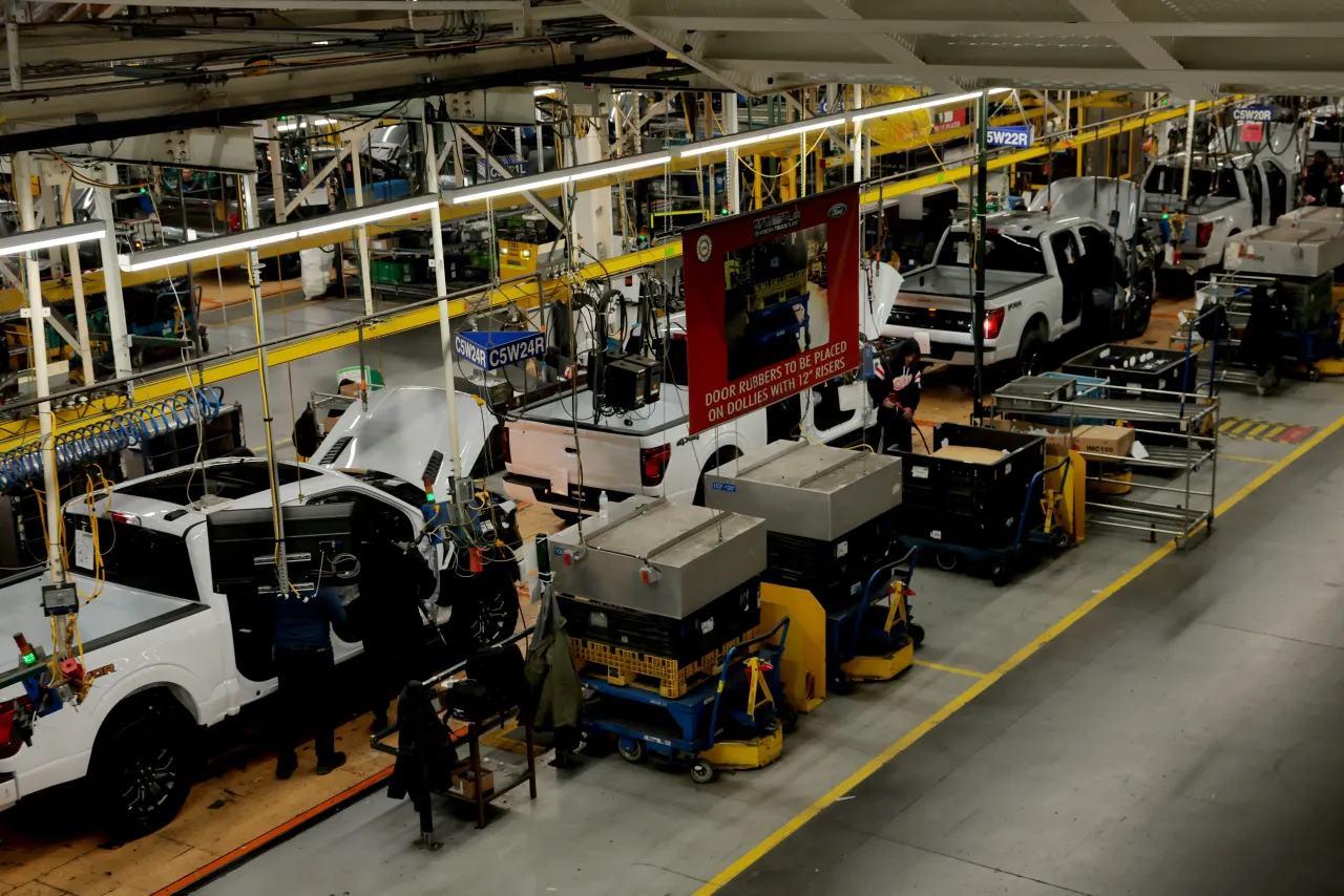 Ford F-150 trucks are assembled at the Ford River Rouge Complex on January 13, 2026 in Dearborn, Michigan. (Photo by Anna Moneymaker/Getty Images)