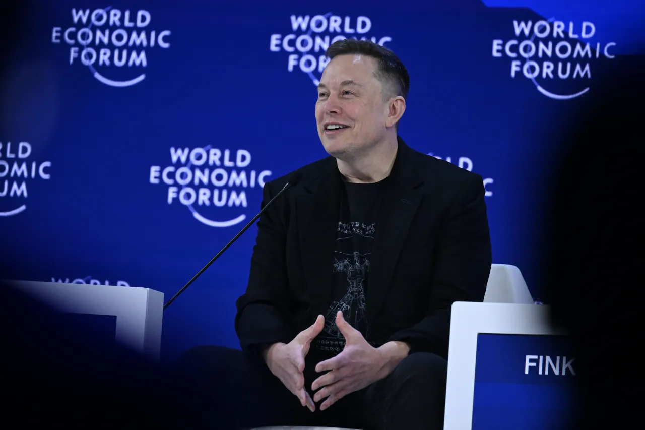 Elon Musk pictured during a panel talk at the World Economic Forum Annual Meeting in Davos, Switzerland, on January 22, 2026. (Photo by Harun Ozalp/Anadolu via Getty Images)