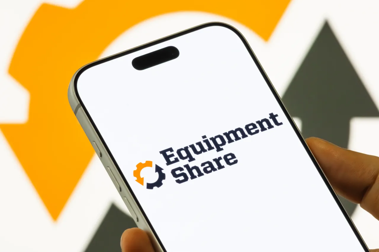 In this photo illustration, a smartphone displays the logo of EquipmentShare.com Inc. (Photo illustration by Cheng Xin/Getty Images)