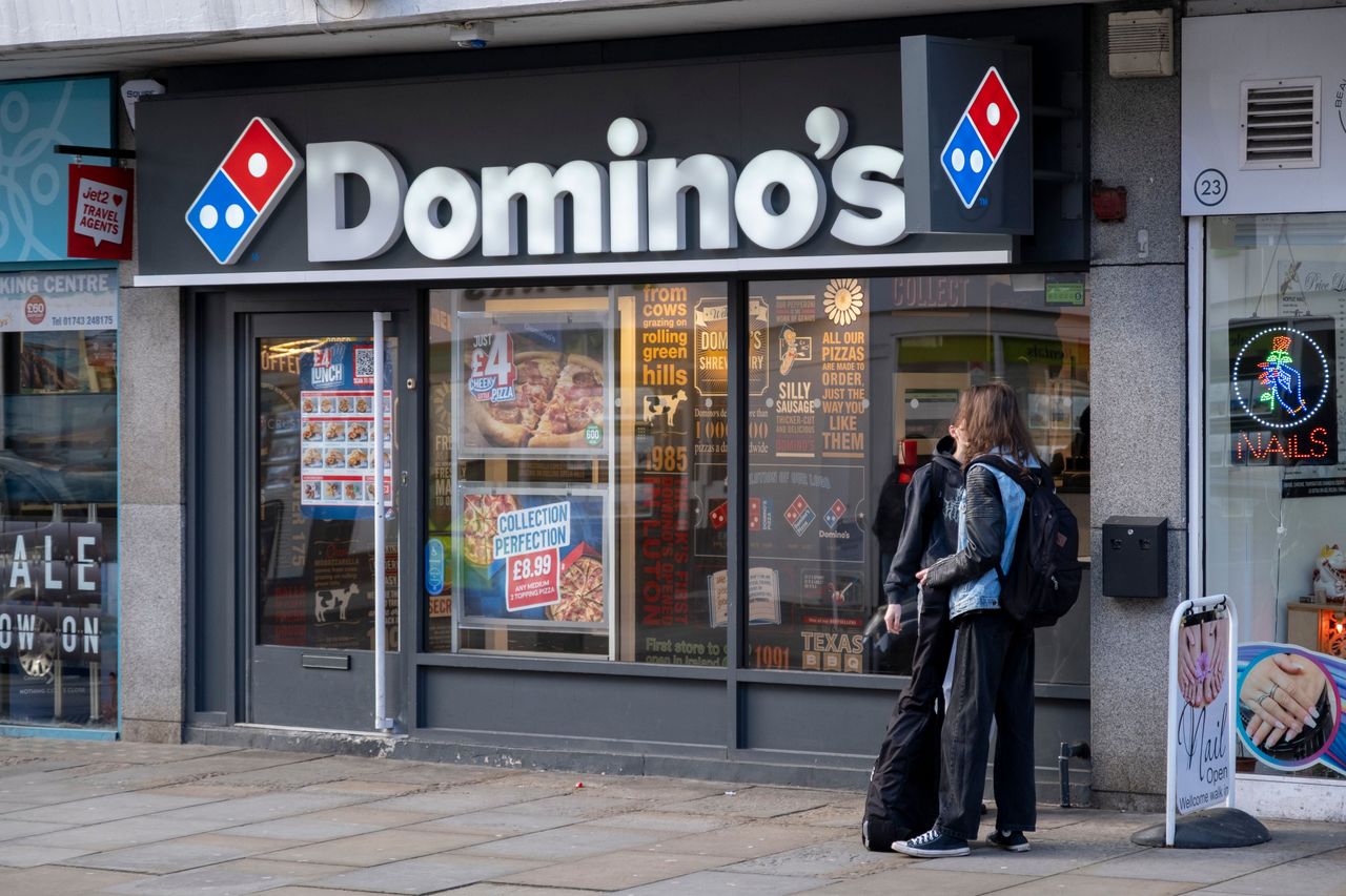 Domino's pizza take away shop on 28th January 2026 in Shrewsbury, United Kingdom.