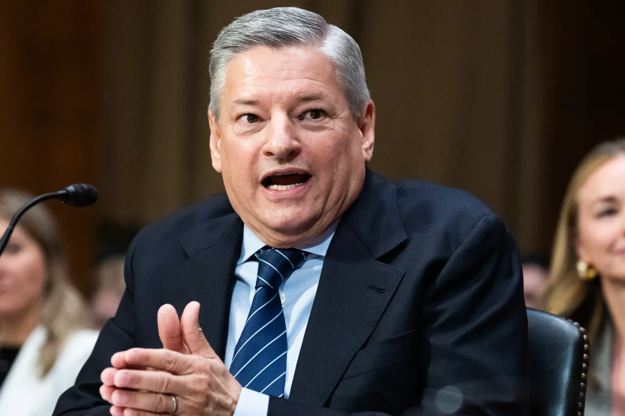 Ted Sarandos, co-CEO of Netflix, testifies during the Senate Judiciary Subcommittee on Antitrust, Competition Policy, and Consumer Rights on February 3, 2026. (Tom Williams/CQ-Roll Call, Inc via Getty Images)