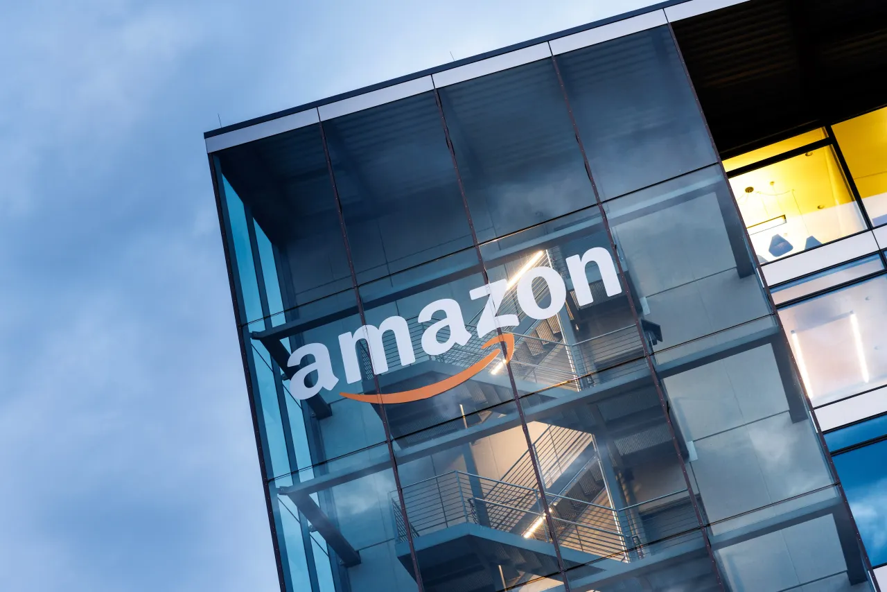 The logo and lettering of Amazon can be seen on the facade of Amazon Germany's headquarters in Parkstadt Schwabing in Munich (Bavaria). (Photo by Matthias Balk/picture alliance via Getty Images)