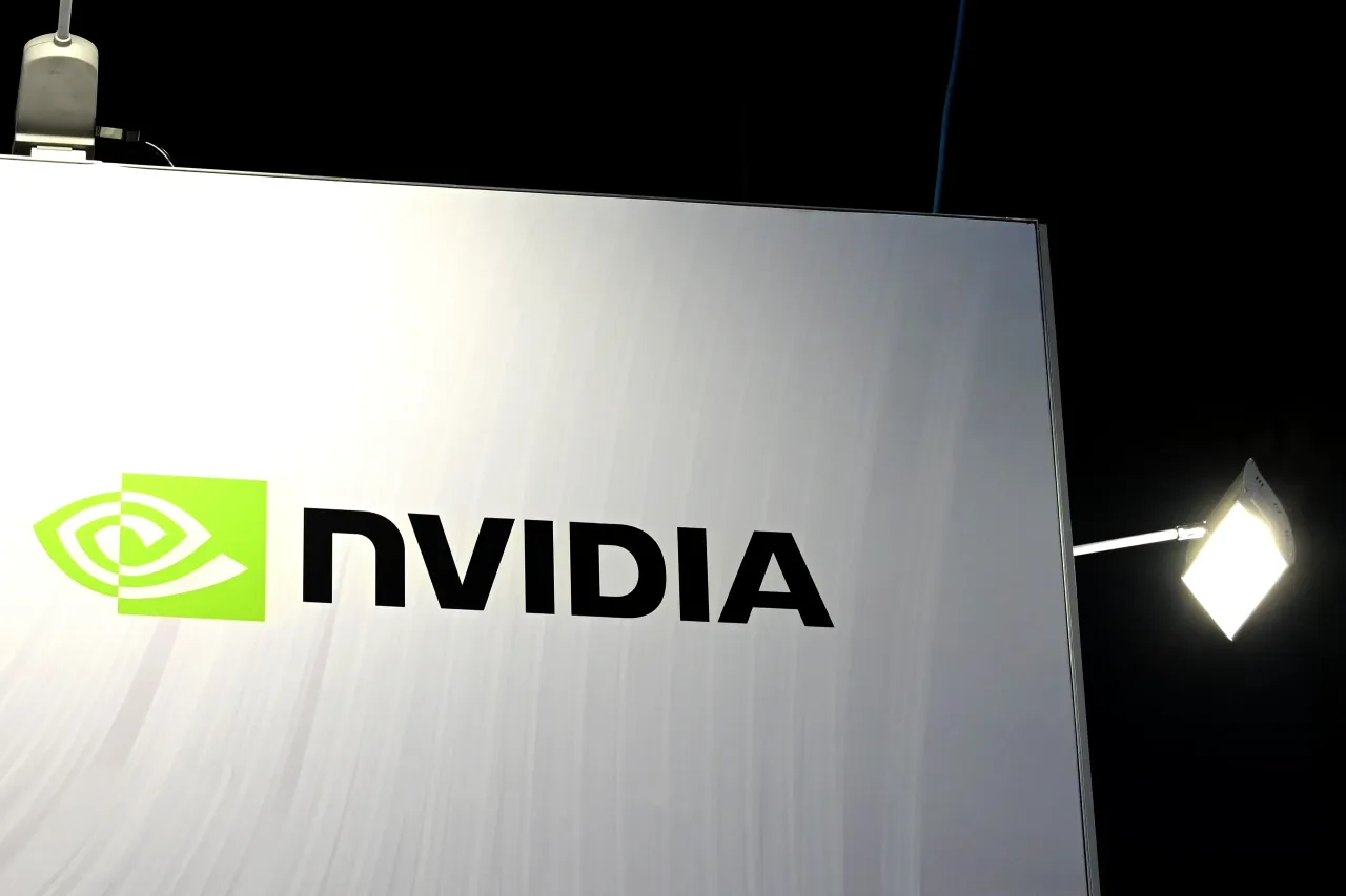 Nvidia banner with the company logo at a tech exibition in Grenoble, France, on February 4, 2026. (Photo by Romain Doucelin/NurPhoto via Getty Images)