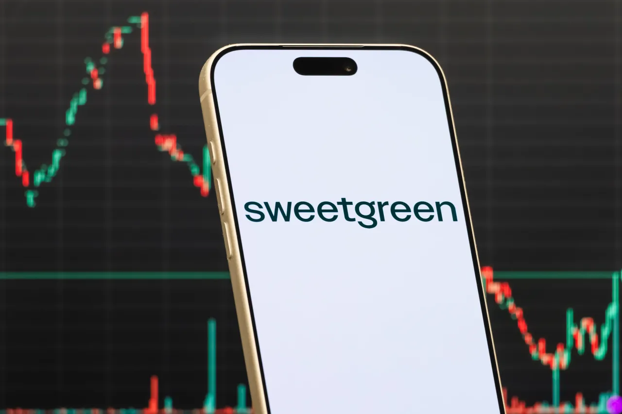 A smartphone displays the logo of Sweetgreen, Inc. (Photo illustration by Cheng Xin/Getty Images)