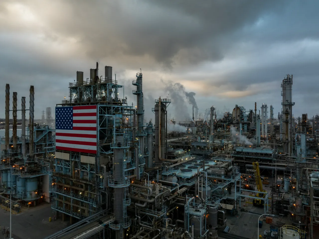 In an aerial view, Marathon Petroleum Corp's Los Angeles Refinery, one of the largest oil refineries in North America. (Photo by David McNew/Getty Images)