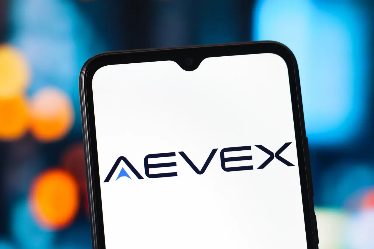 In this photo illustration, the AEVEX logo is seen displayed on a smartphone screen. (Photo Illustration by Thomas Fuller/SOPA Images/LightRocket via Getty Images)