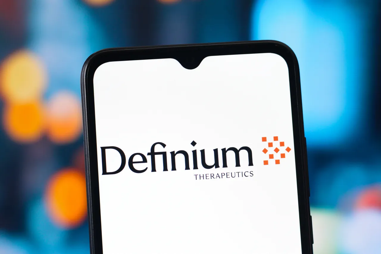 In this photo illustration, the Definium Therapeutics logo is seen displayed on a smartphone screen. (Photo Illustration by Thomas Fuller/SOPA Images/LightRocket via Getty Images)