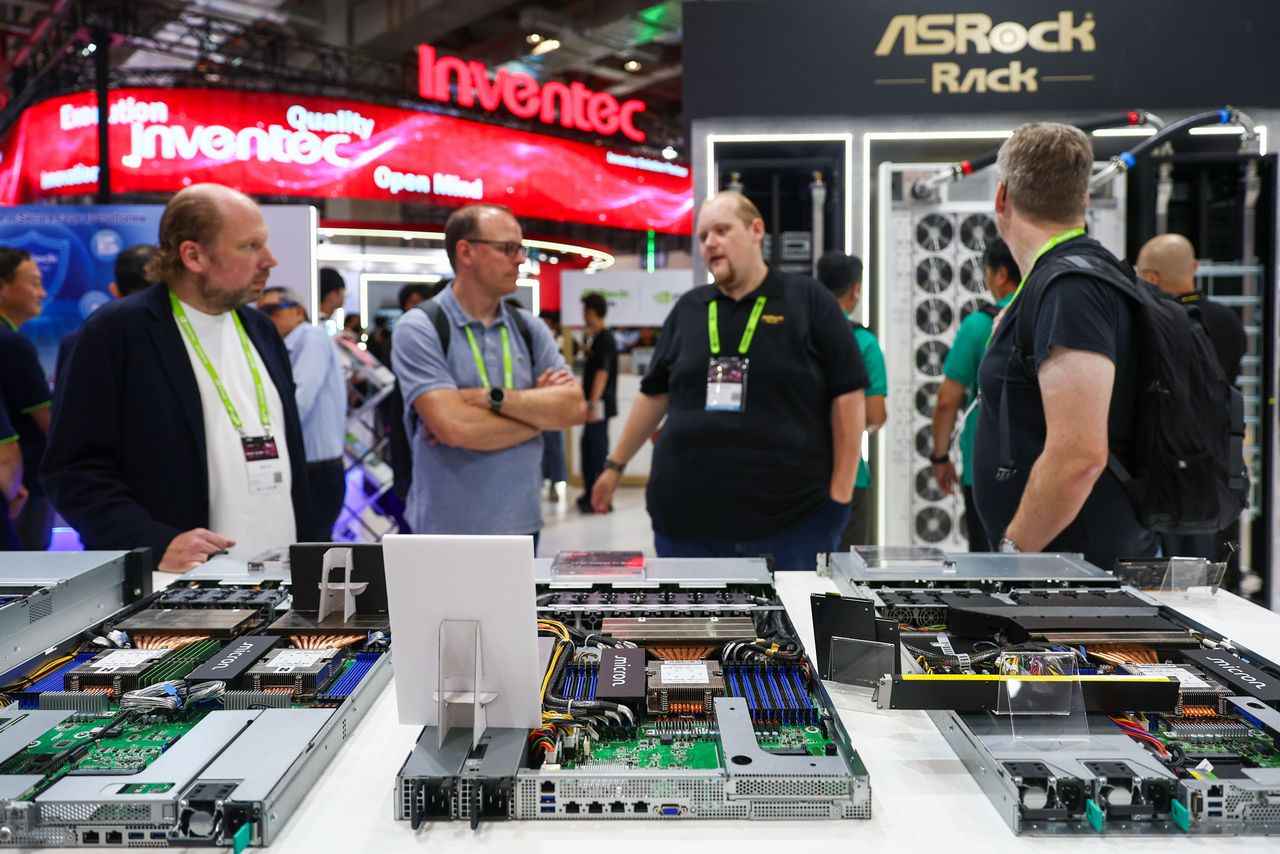 People view computer memory and data storage products from Micron at the Computex trade show trade show, in Taipei, Taiwan, on June 2, 2026. (Photo by Daniel Ceng/Anadolu via Getty Images)