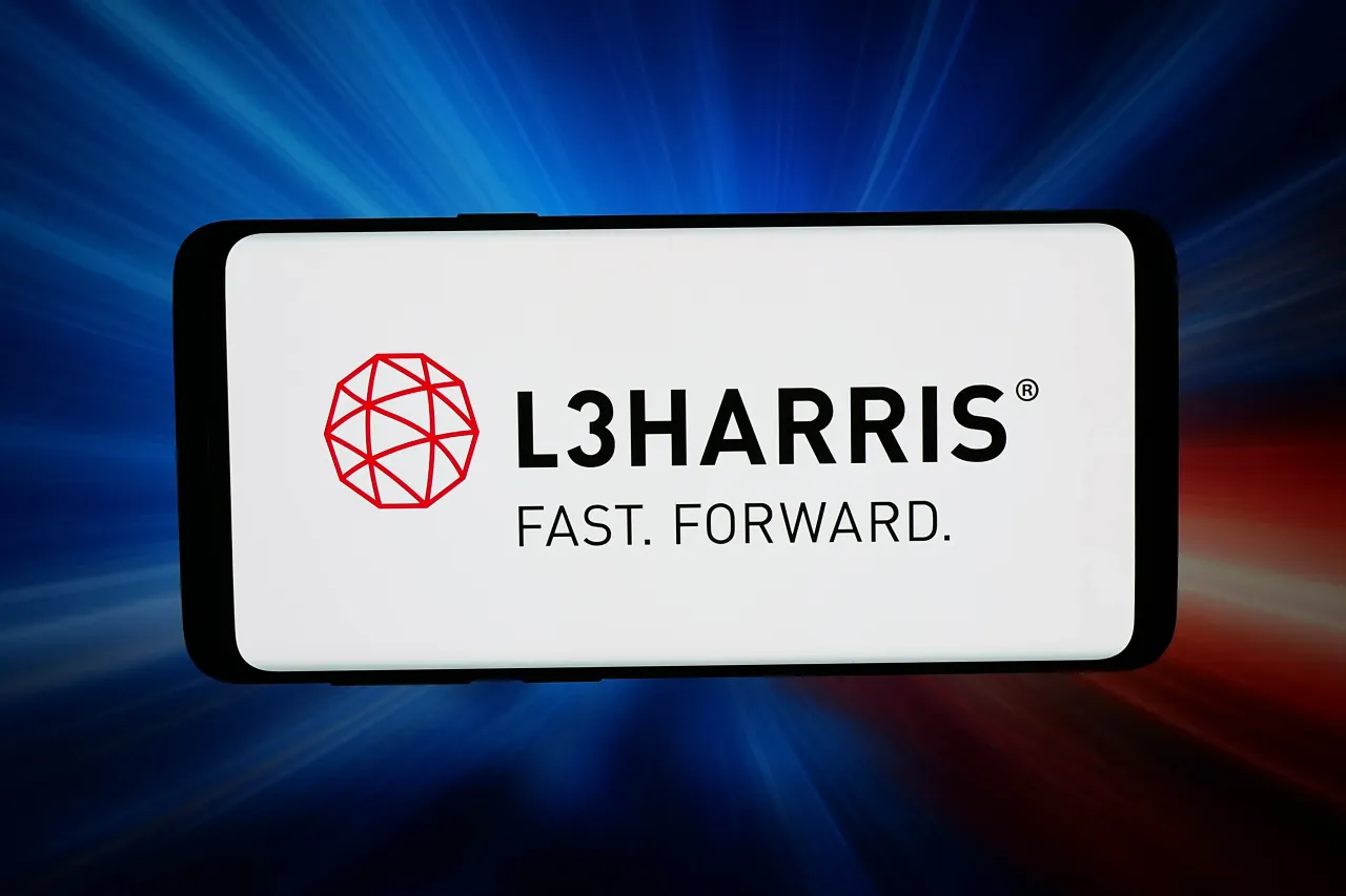 In this photo illustration, the US defence company L3Harris Technologies Inc. logo is displayed on a smartphone.