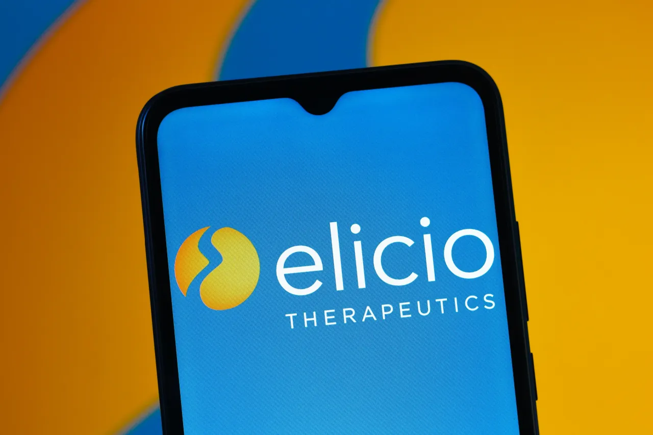 In this photo illustration, the Elicio Therapeutics logo is seen displayed on a smartphone screen. (Photo Illustration by Thomas Fuller/SOPA Images/LightRocket via Getty Images)