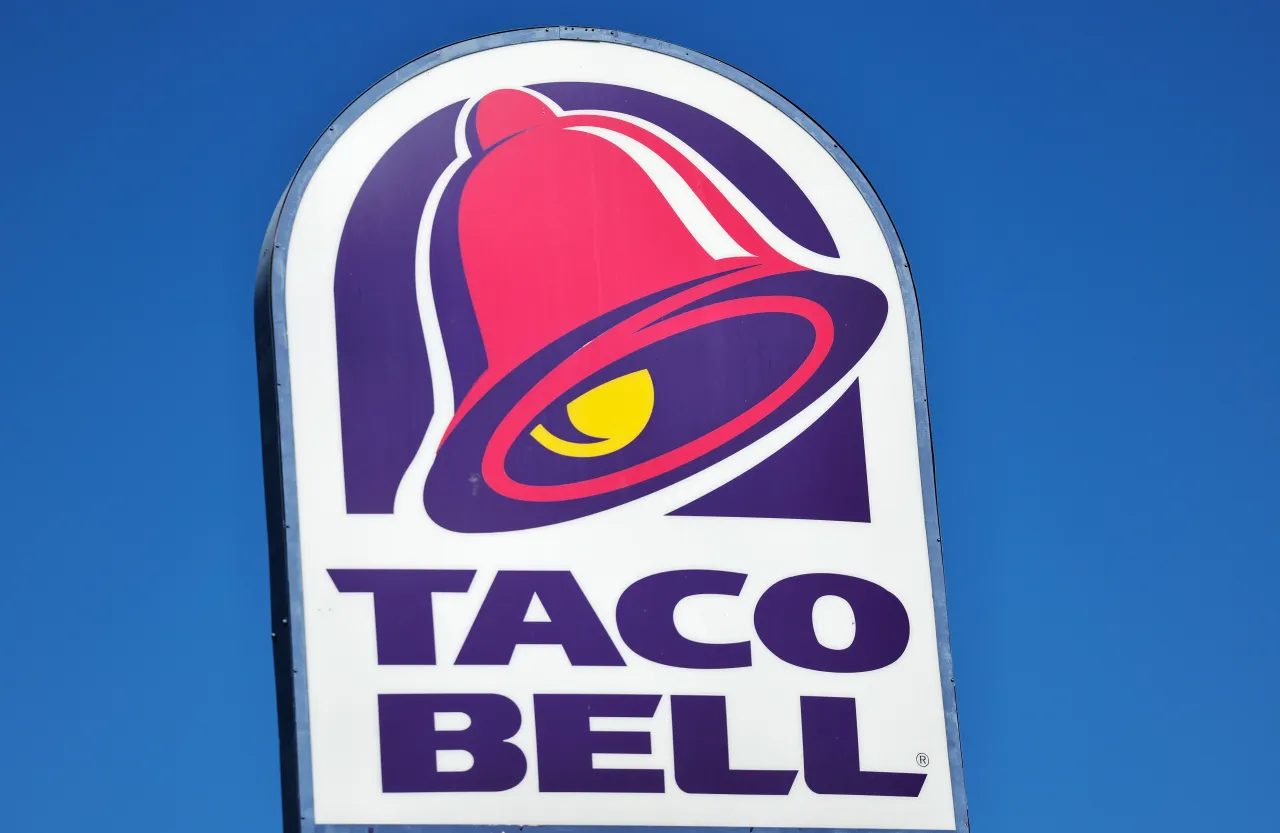 The Taco Bell logo is displayed at a Taco Bell restaurant on July 14, 2026 in Pasadena, California.
