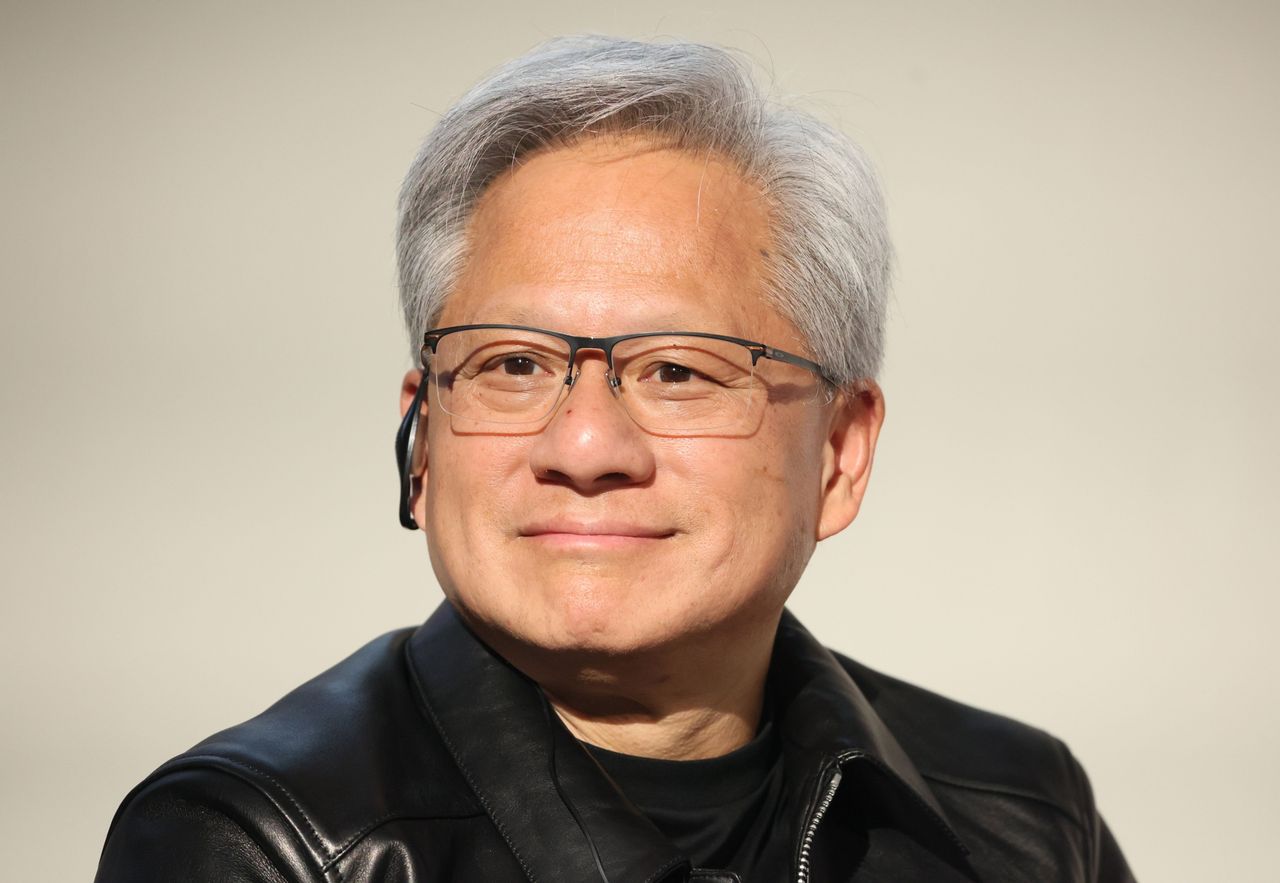 Nvidia CEO Jensen Huang speaking at a conference on July 16. (Photo by Yoshikazu TSUNO/Gamma-Rapho via Getty Images)