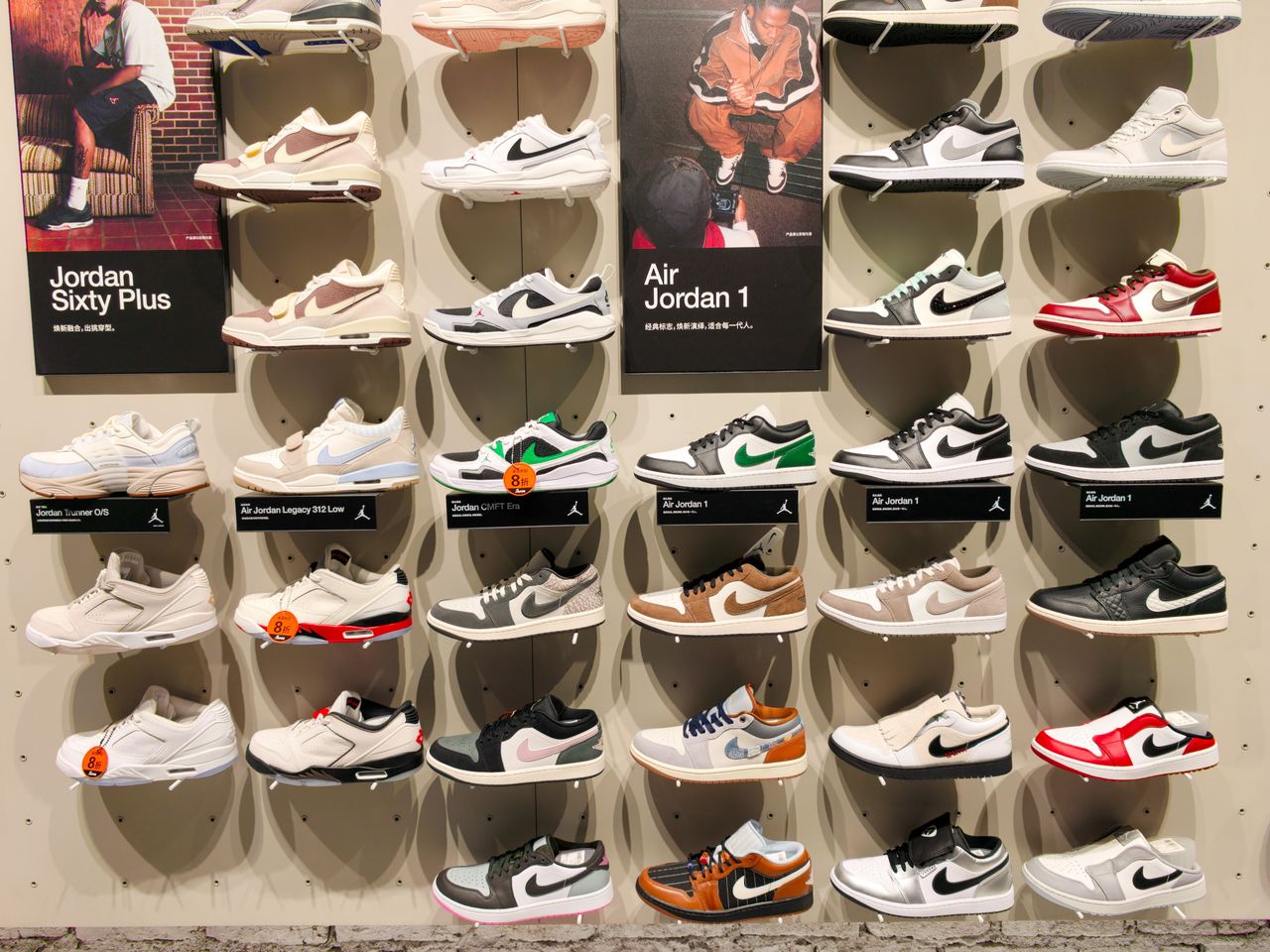 A general view shows shoes at a Nike store in Guangzhou, Guangdong Province of China.