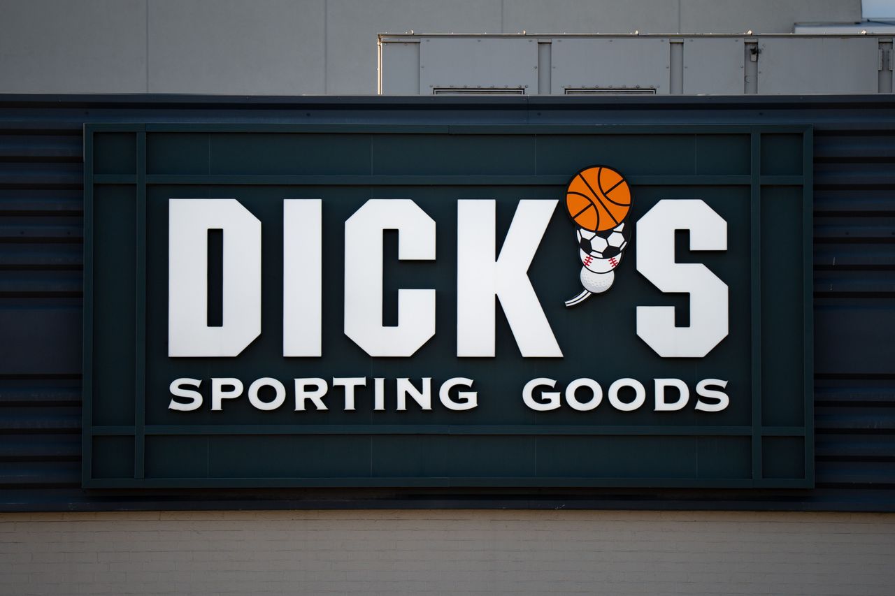 The Dick's Sporting Goods logo sign is seen in Chicago.