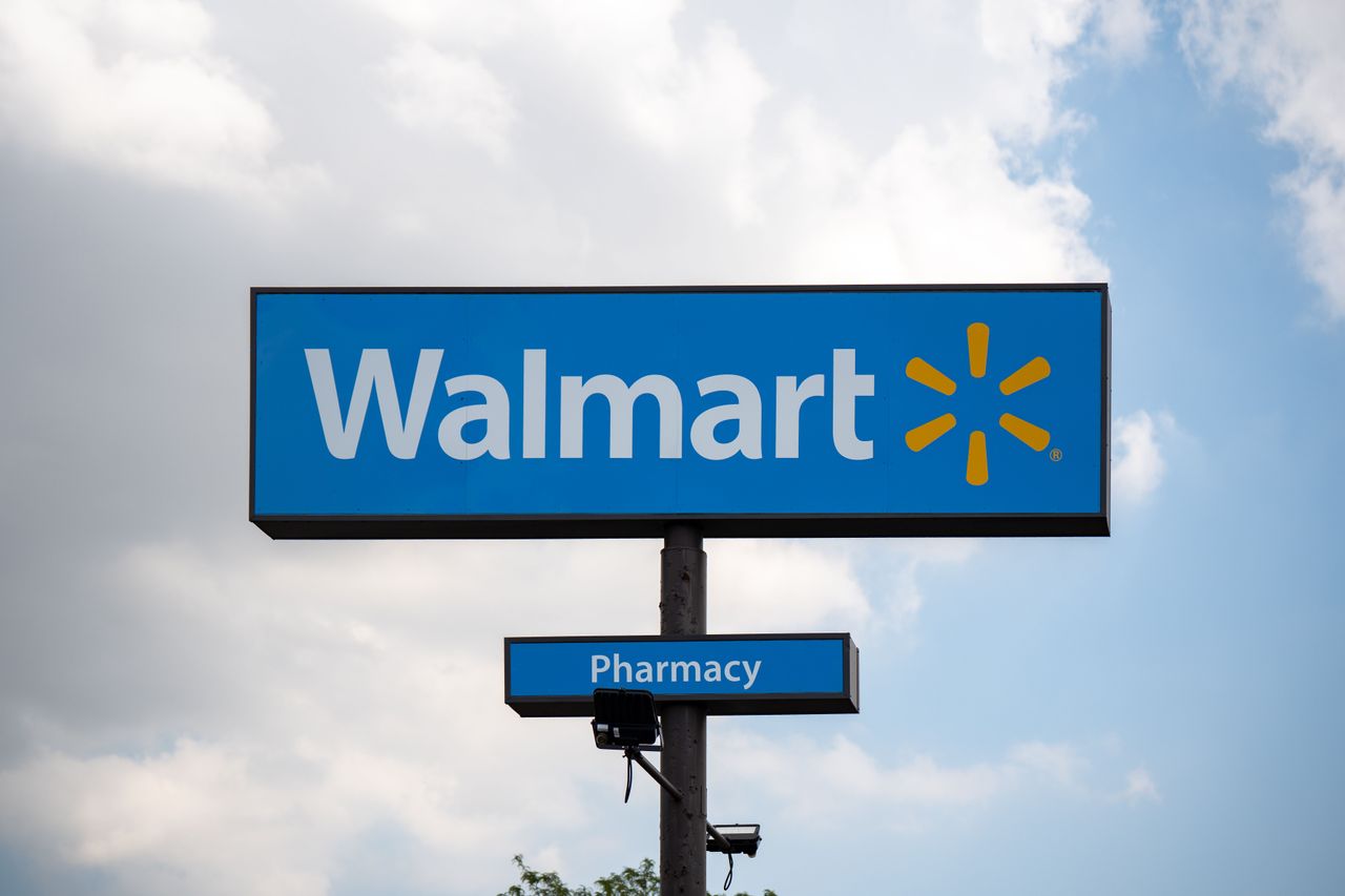 Walmart logo sign is seen in Chicago, Illinois.