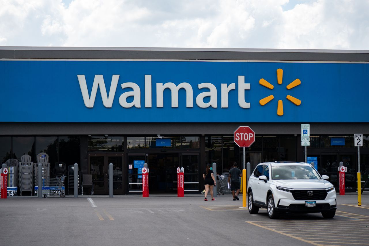 A Walmart store with logo sign is seen in Chicago, Illinois.