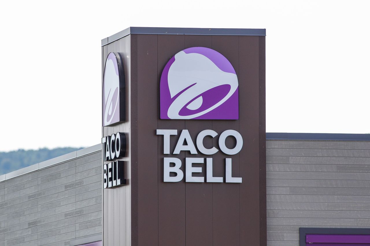 The Taco Bell logo is seen on the outside of the fast food restaurant near Bloomsburg.