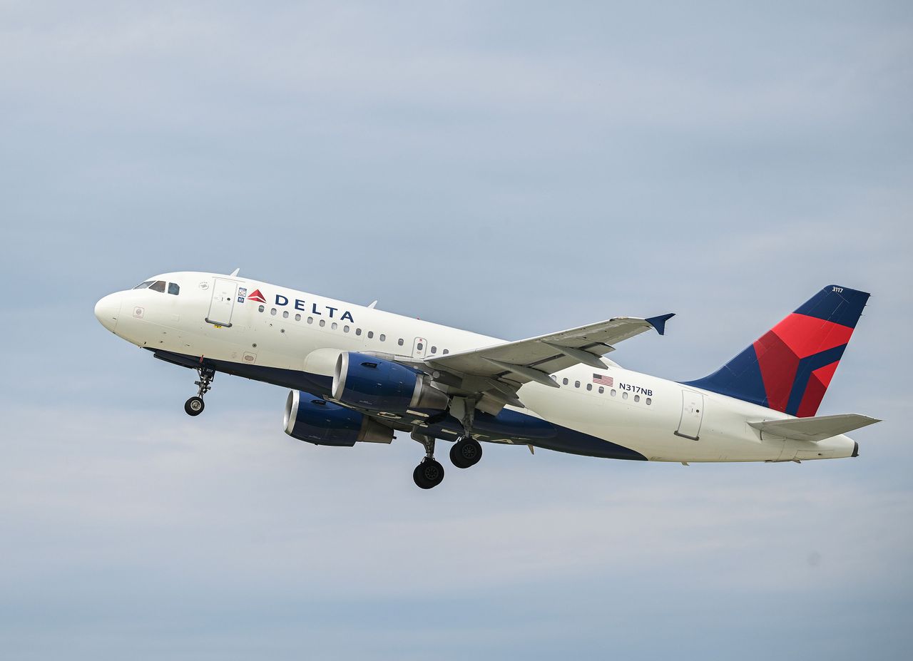 A Delta Air Lines plane takes off at Trudeau International Airport in Montreal, Quebec, Canada.