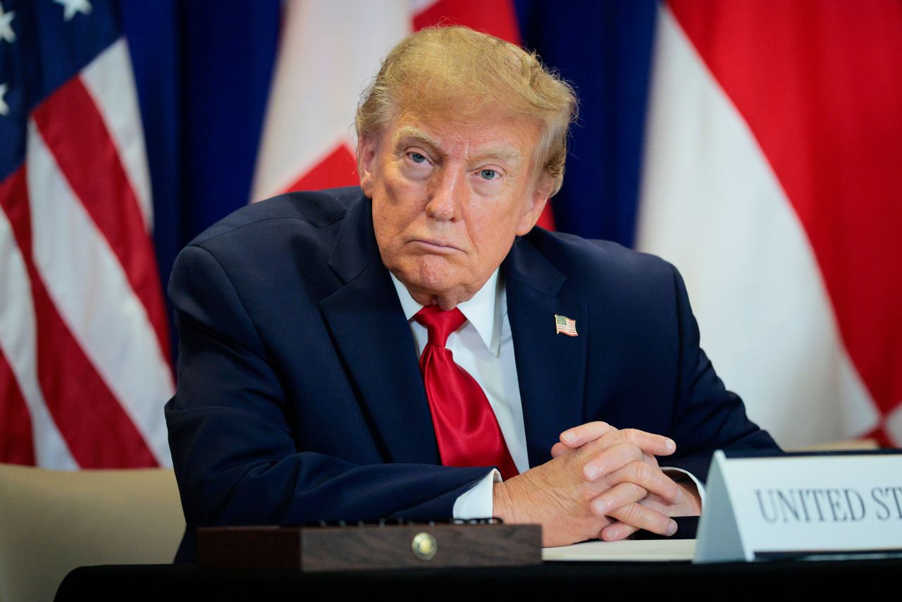 US President Donald Trump looks on during the 81st session of the United Nations General Assembly at UN Headquarters on September 22, 2026 in New York City