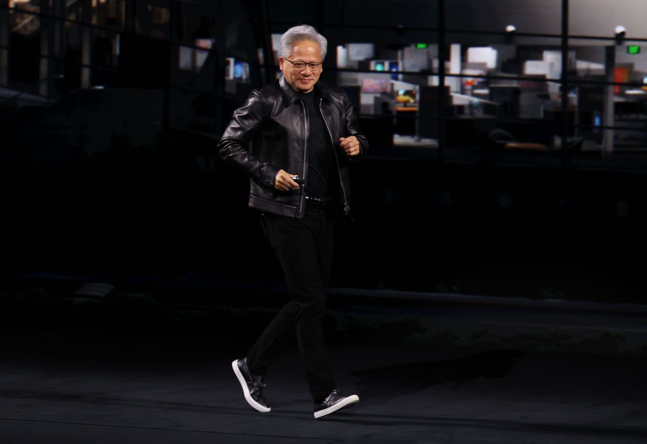 Jensen Huang, CEO of NVIDIA, walks on stage to give a keynote address at the NVIDIA Berlin GPU Technology Conference (GTC) on October 21, 2026 in Berlin, Germany. (Photo by Sean Gallup/Getty Images)