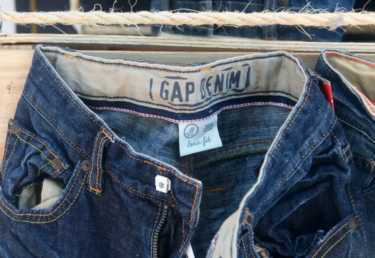 A pair of jeans are seen in a window display at a Gap store in San Francisco. (Photo by Justin Sullivan/Getty Images)